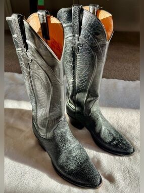 Lucchese Classics Handmade Black Stingray Cowboy Boots- Rare- Women’s 7.5 Narrow